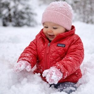 Patagonia Baby Hi Loft Down Puffer Zip Up Crewneck Jacket Sweater